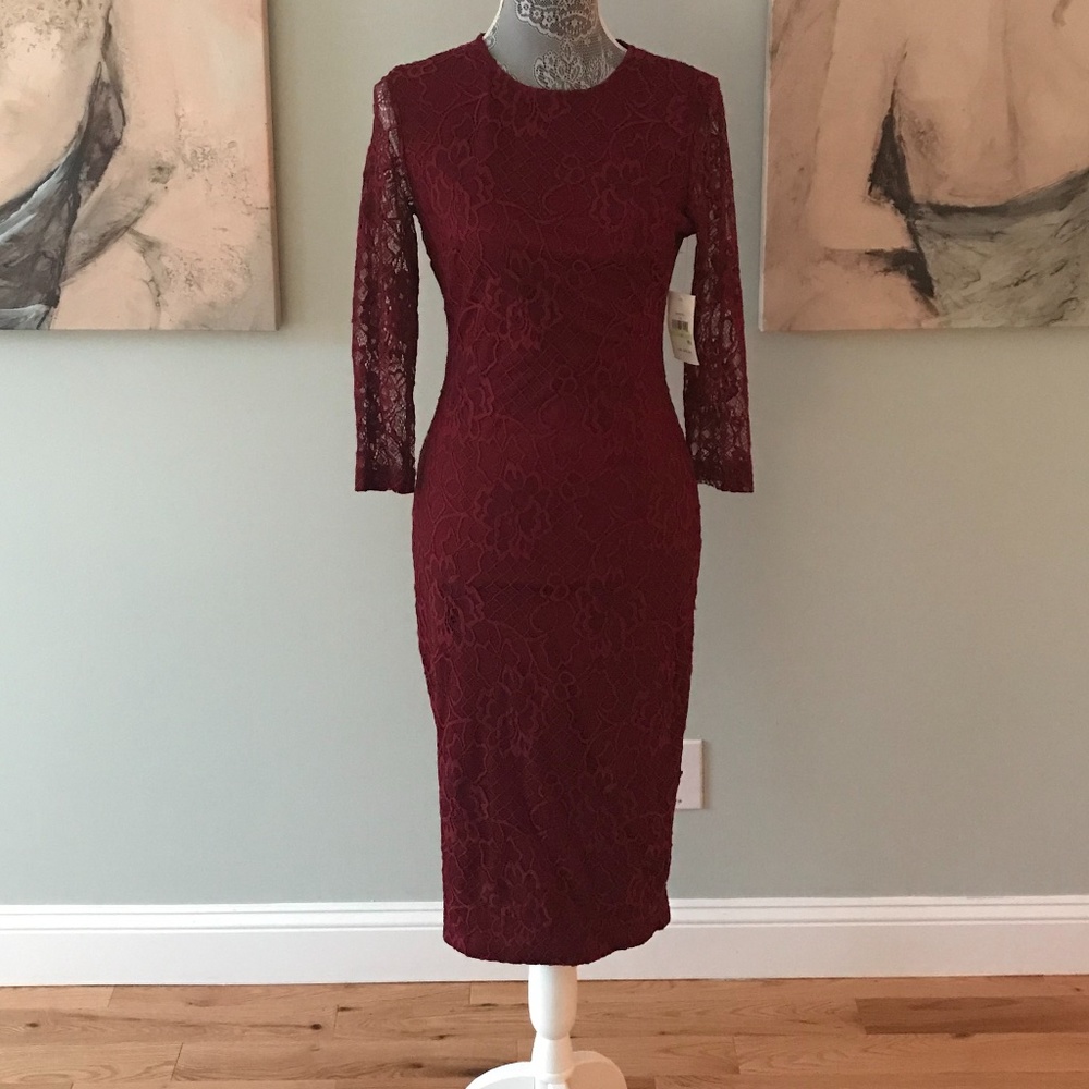 Jessica Simpson Maroon Lace Dress
